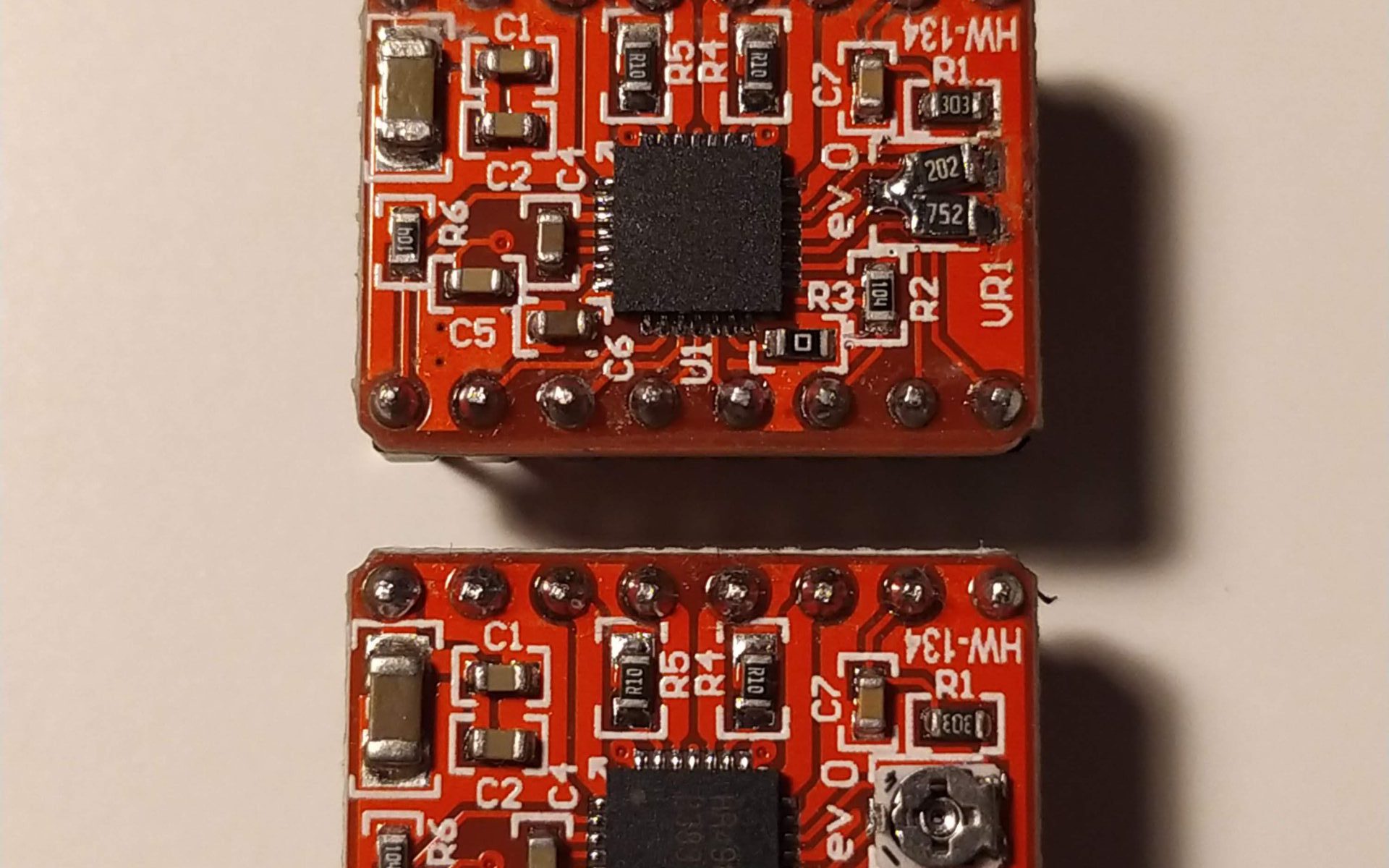 Top: showing the potentiometer being replaced by a resistor pair.
